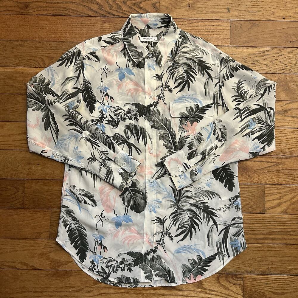 Equipment Femme 100% Silk Floral Blouse Button Up Shirt Small